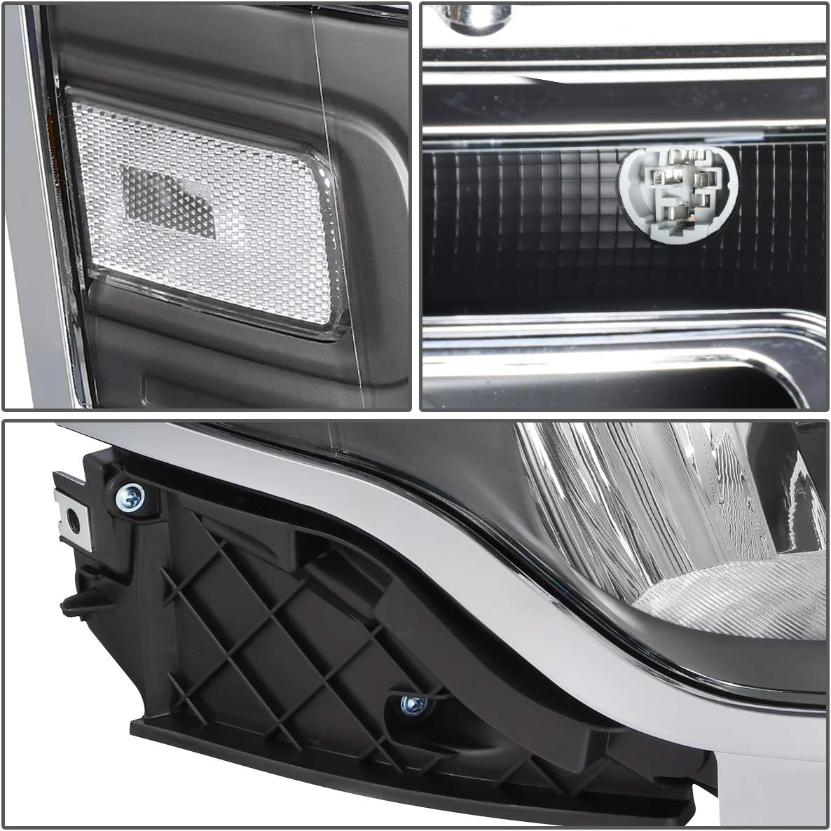 Auto Dynasty Headlights Assembly Compatible with 2013-2019 Ford Flex, Driver and Passenger Side Halogen Headlamps Replacement Front Bumper Lamps, Black Housing Clear Corner