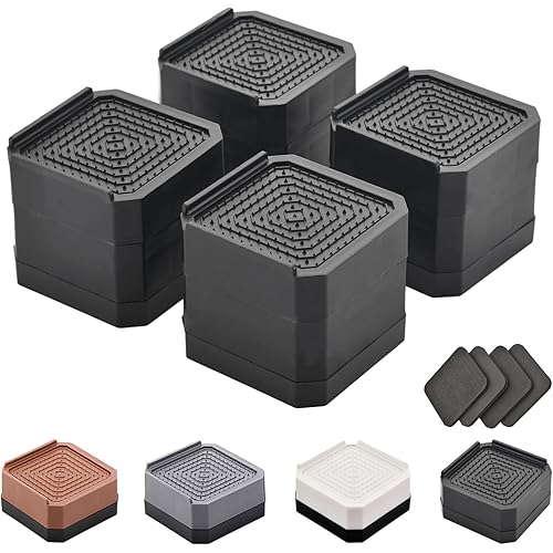 Bed Risers Furniture Risers Heavy-Duty Rectangular Adjustable Block Lift to 3 inches and 4.3 inches Desk, Sofa, Chair Legs, Refrigerator, Washing Machine Support up to 4000 pounds