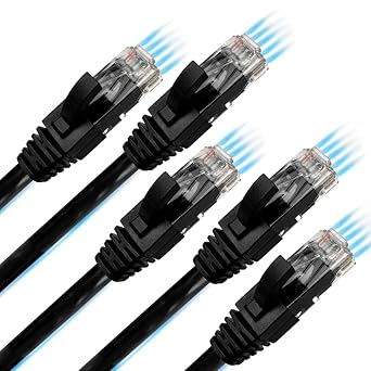 Cat 6 Ethernet Cable, 3ft, 5-Pack, Black
