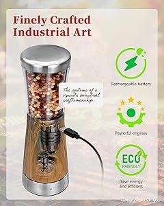 Electric Salt and Pepper Grinder Set with Storage Base, Stainless Steel Rechargeable Salt and Pepper Grinder Set with 4.5 oz Large Capacity, 1.8" Wide Mouth, Adjustable Coarseness, Ideal for Kitchen