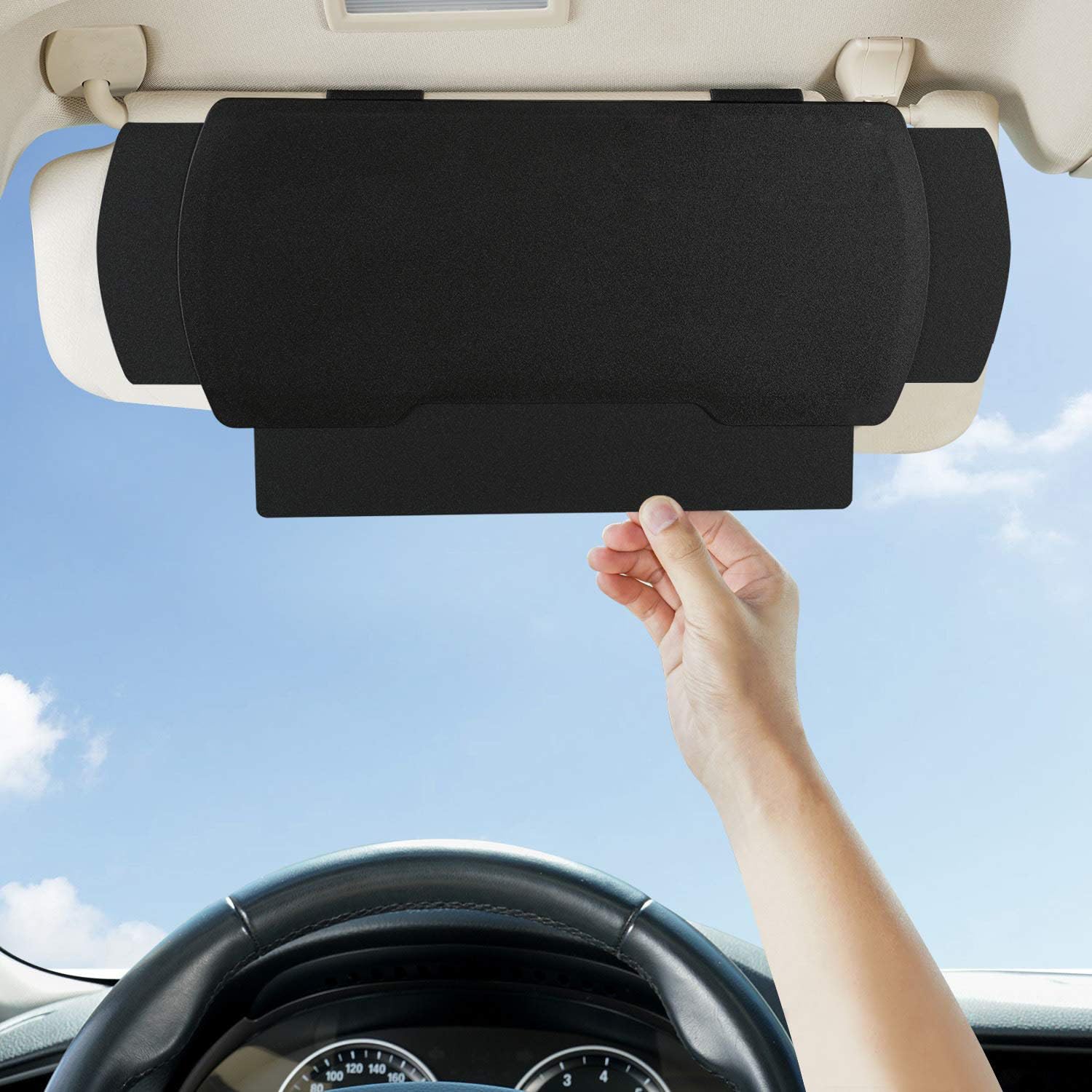 QIZUN 1 Pack Car Sun Visor Extender for Hyundai i20 Schrägheck 2 (II) GB I 2014-2020 -, Anti-Glare Side Window Sunshade Polarized Shield Driving Visor Extension Sun Blocker