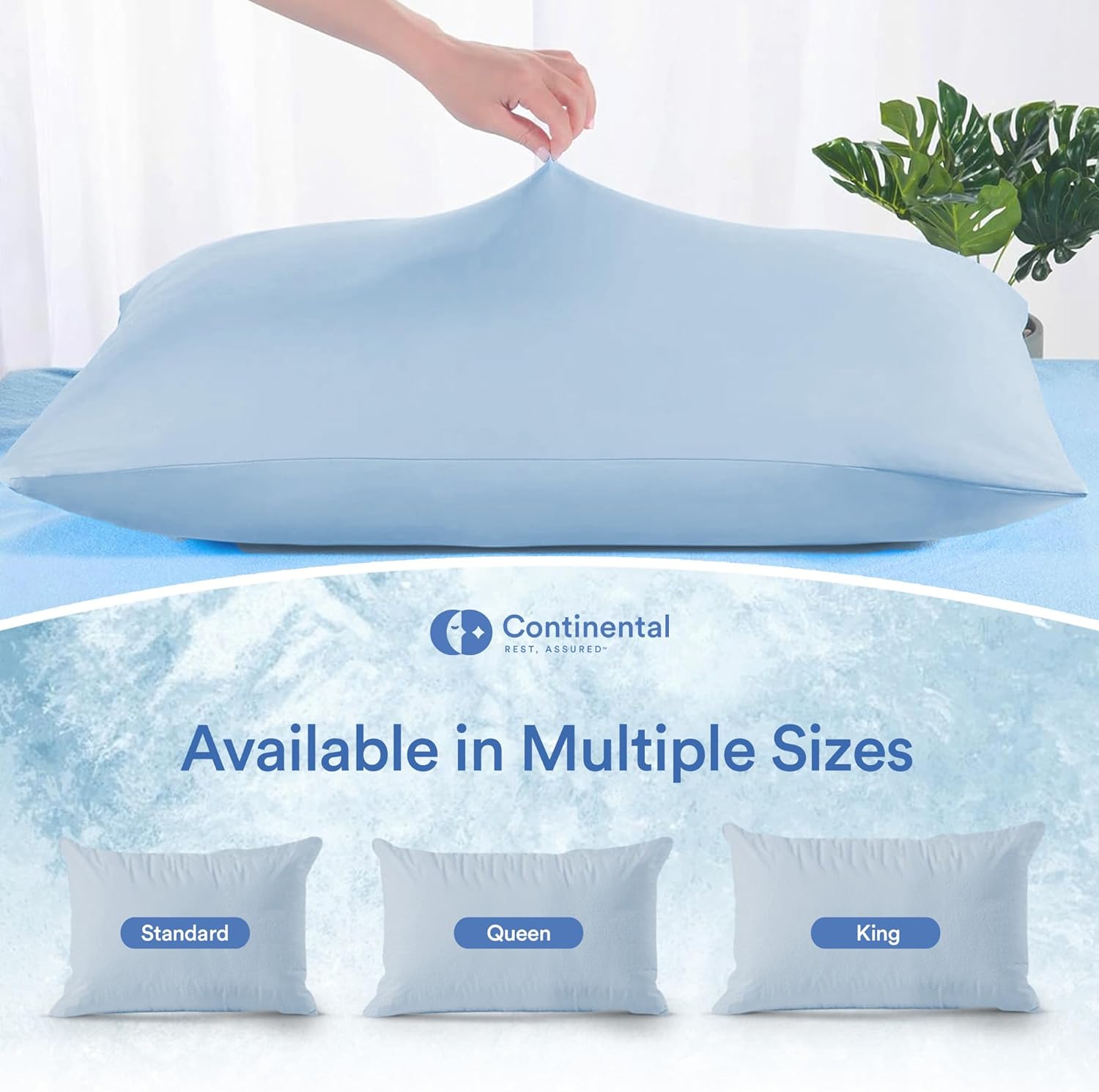 Arctic Dreams Cooling Pillow Protector with Zipper Closure by Continental Bedding - Thin Stretchy Cool Fabric - Standard Size - 2 Pack