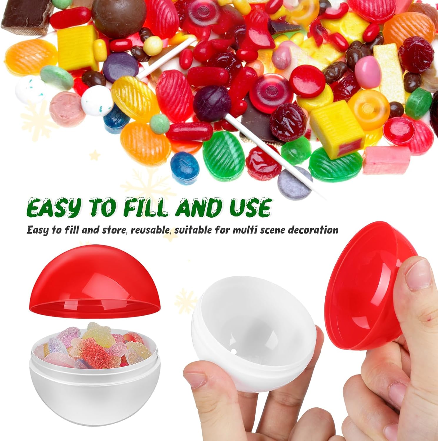 50pcs 2.7in Gumball Vending Machine Capsules Empty Round Capsules Fillable Plastic Ball Containers Toy Supplies for DIY Crafts, Prizes, Party Favors, Easter Basket Stuffer, Birthday