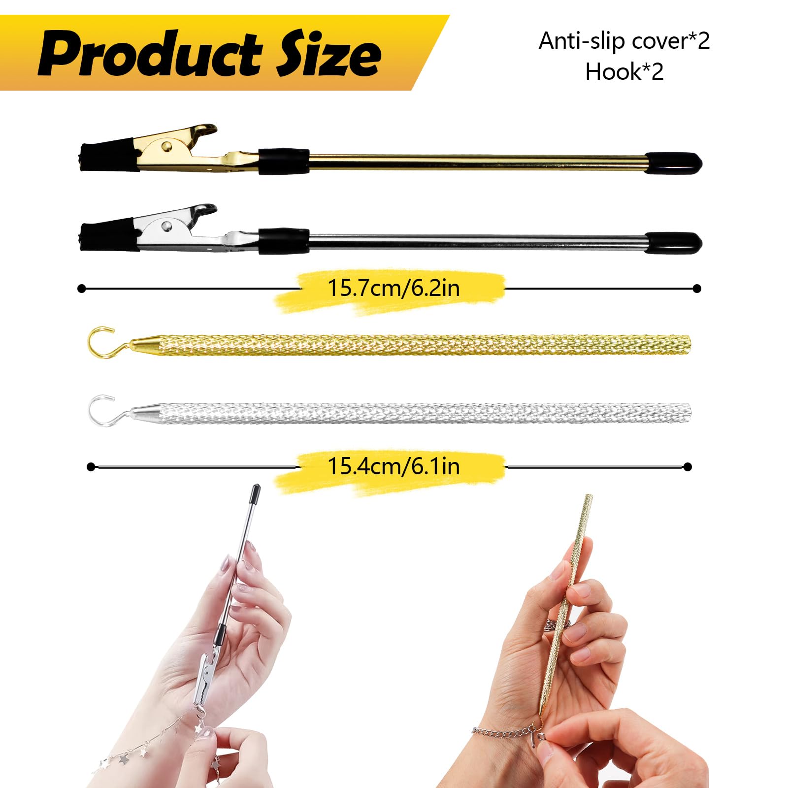 Realand 4Pcs Bracelet Helper Tool Bracelet Hooks, 2 Kinds Metal Bracelet Helper to Put on Yourself - Image 2