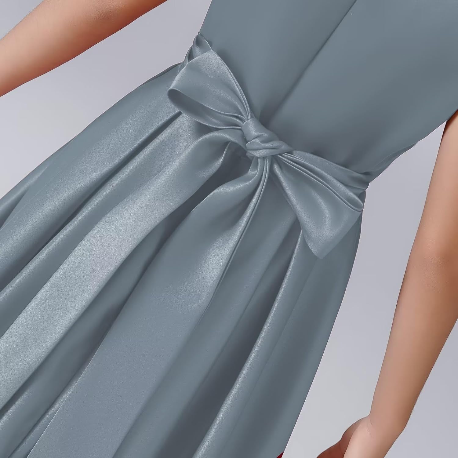 dideyttawl Satin Hi-Lo Formal Dress for Girls 4-16 Sleeveless A Line Quinceanera Dresses Flower Girl Dresses for Wedding - Image 6