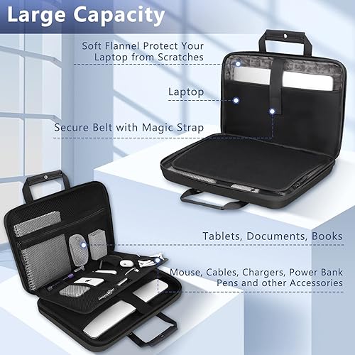 Miniatura 4 de Alfheim Funda rígida para laptop de 13 a 14 pulgadas, bolsa de hombro impermeable a prueba de golpes, funda protectora de transporte compatible con