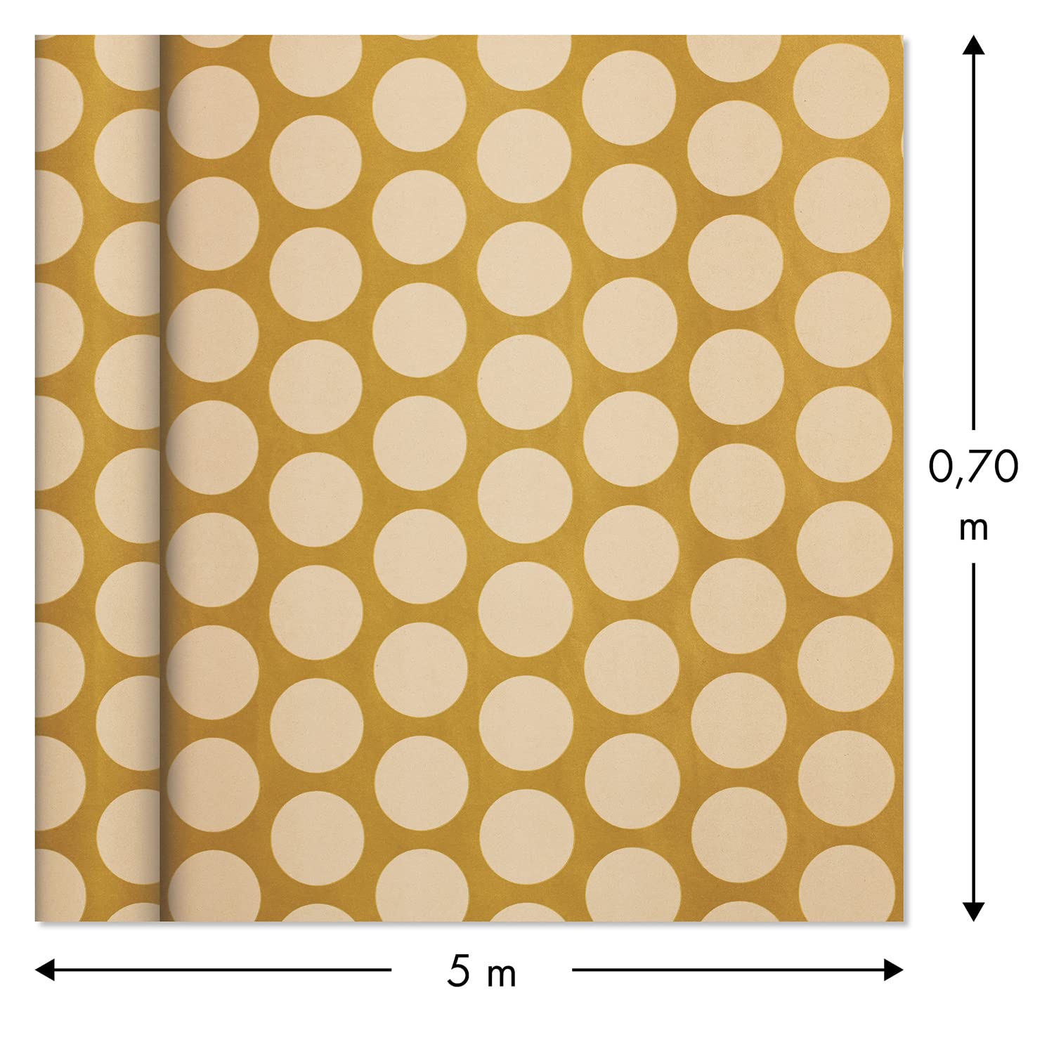 Clairefontaine 223879AMZC – 10 rollos de papel de regalo kraft (100% reciclado) 5 mx0 m70 (grande ancho), 80 g, diseños surtidos, lunares, blanco y plateado