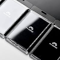 Vista 3 de Phomo Portatarjetas de identificación de aluminio con clip de metal y cordón de identificación, soporte vertical transparente para tarjetas