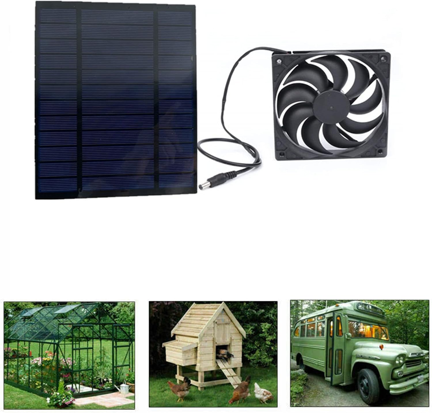 10W Solar Powered Exhaust Fan Kit, Single Solar Panel Ventilator for Chicken Coop Greenhouse Shed