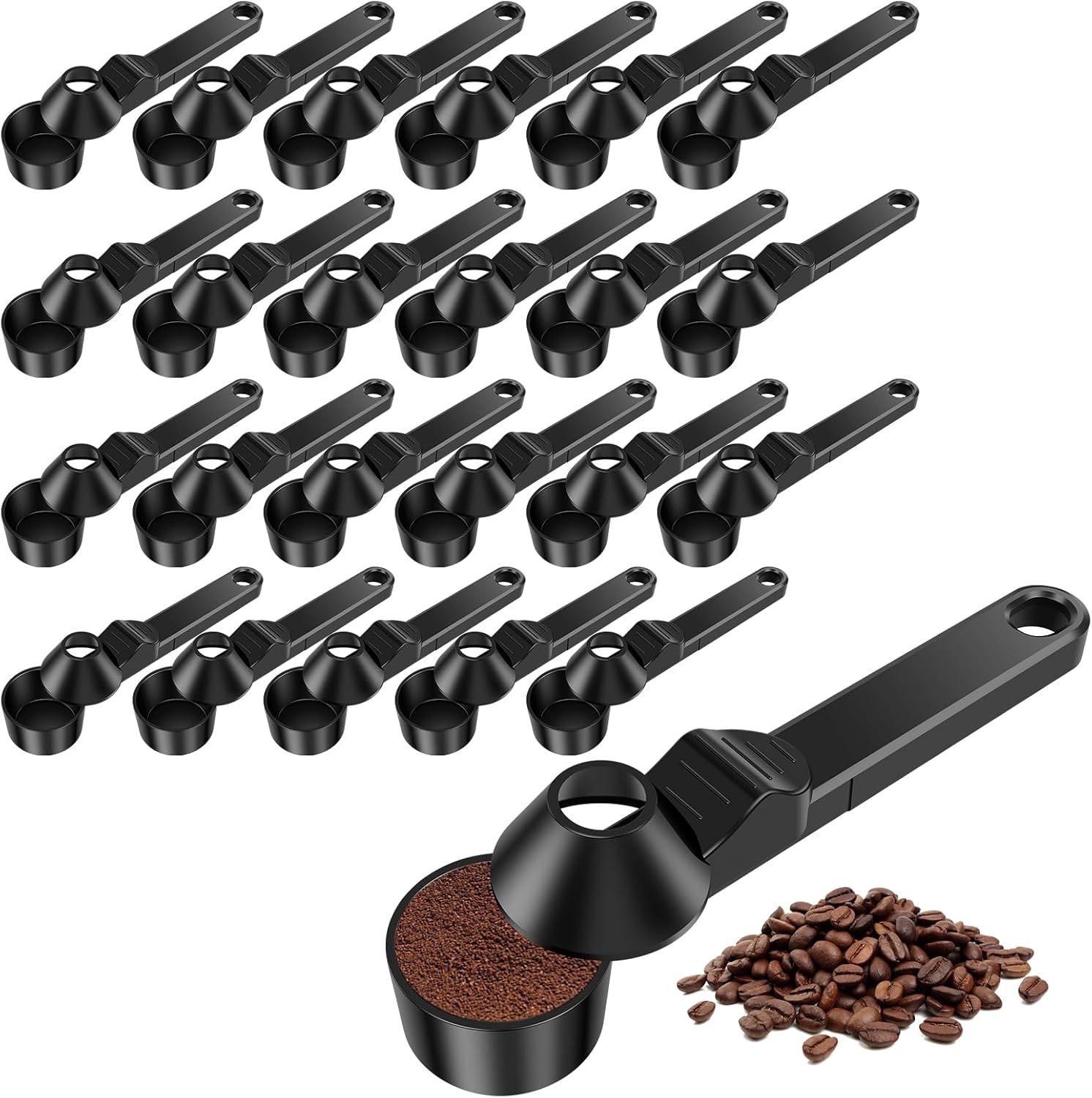 24 Pcs No Spill Coffee Scoop, Funnel 30ml Reusable Coffee Measuring Spoon with Funnel for Protein Powder Milk Powder Pepper