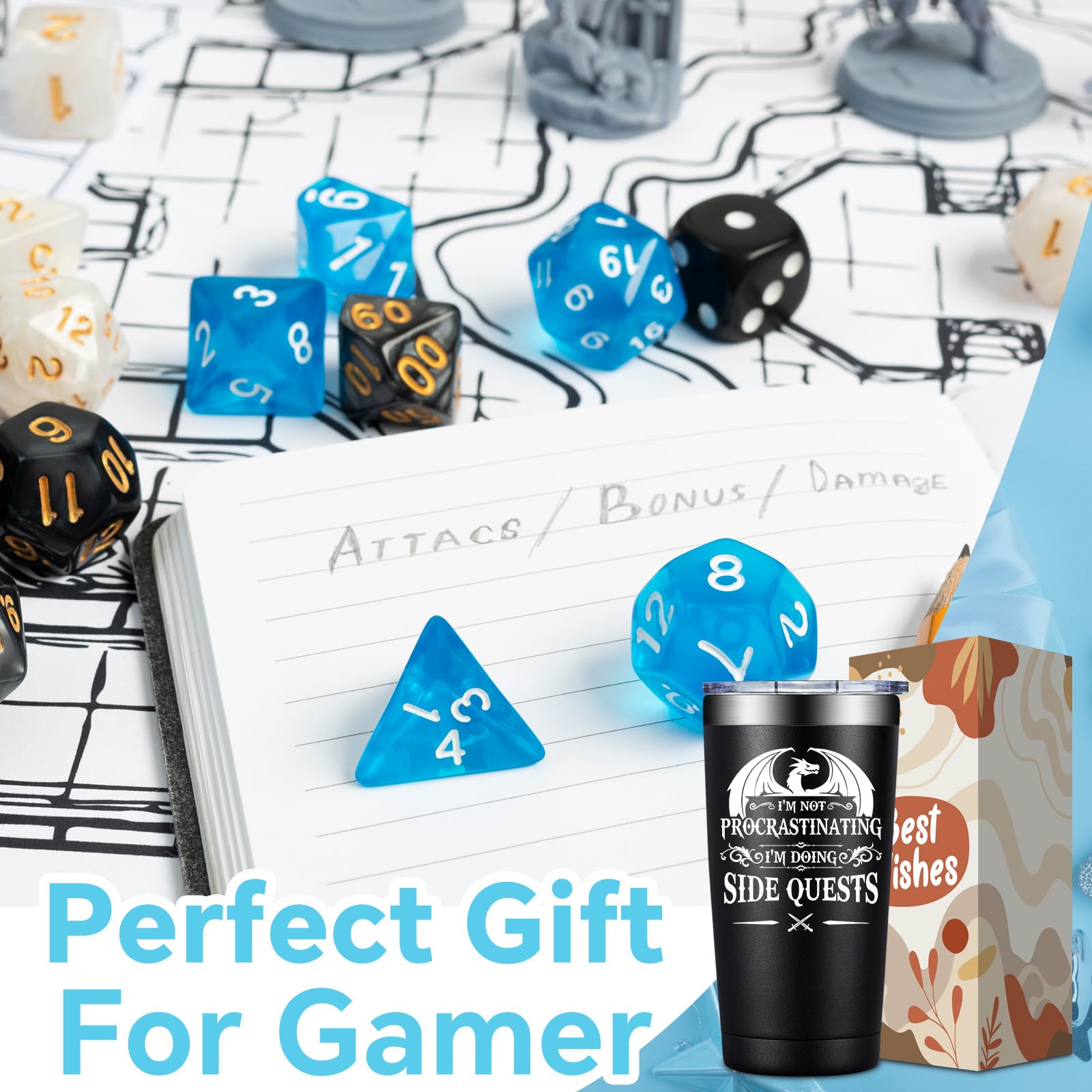 Fufandi Dnd Gifts for Men, Dungeon Master Mug - Dungeons and Dragons Gifts, Gamer Gift, Gaming Mug - D&D Lovers Gamer Gift - Dnd Tumbler Cup 20oz