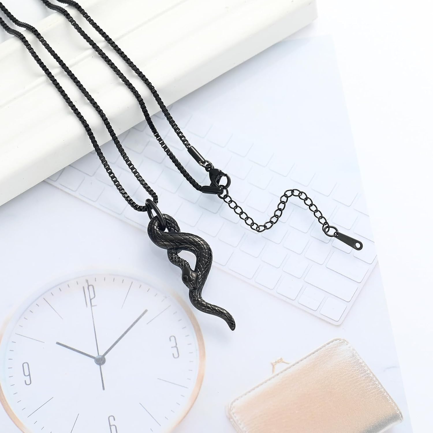 XSMZB Cremation Jewelry Snake Urn Necklace for Ashes Stainless Steel Python Memorial Pendant Human Pet Ashes Holder Keepsake for Men Women - Image 6