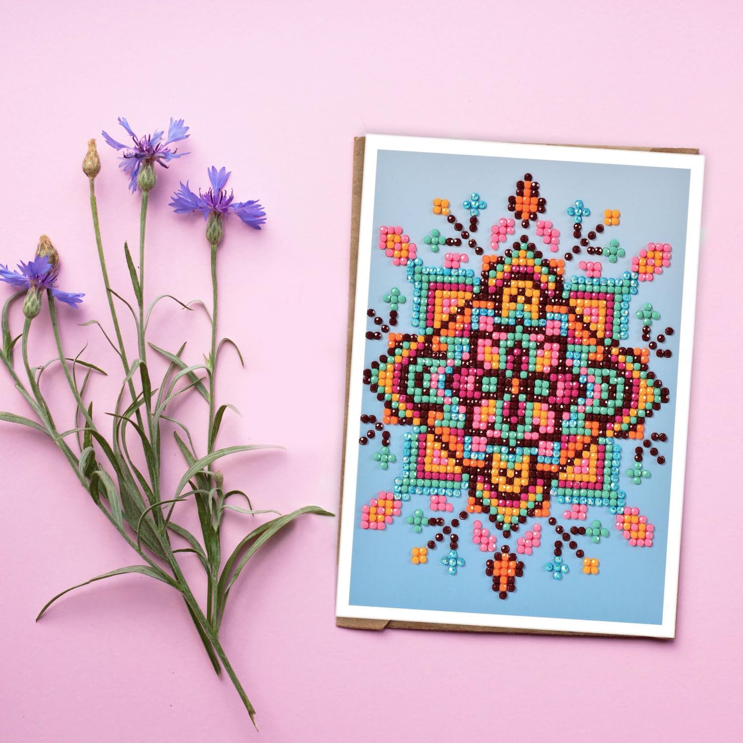 DIAMOND DOTZ Blue Star Diamond Art Cards, Handmade Diamond Painting Cards Kit, Handmade Greeting Kits for Thank You Notes and Special Occasions