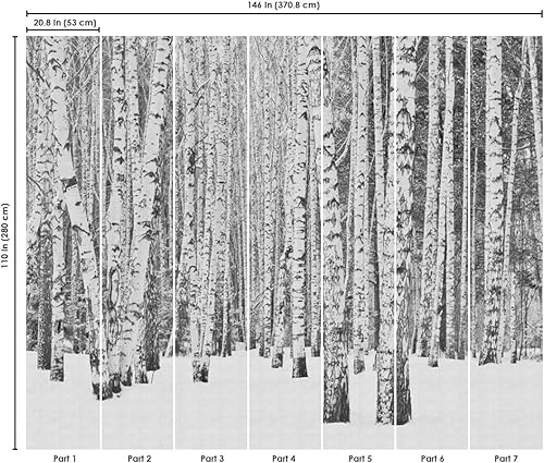 Miniatura 2 de CONCORD WALLCOVERINGS  Papel tapiz de pared Nature para dormitorio, árboles y bosques, blanco y negro, 146 pulgadas de ancho x 110 pulgadas de alto,