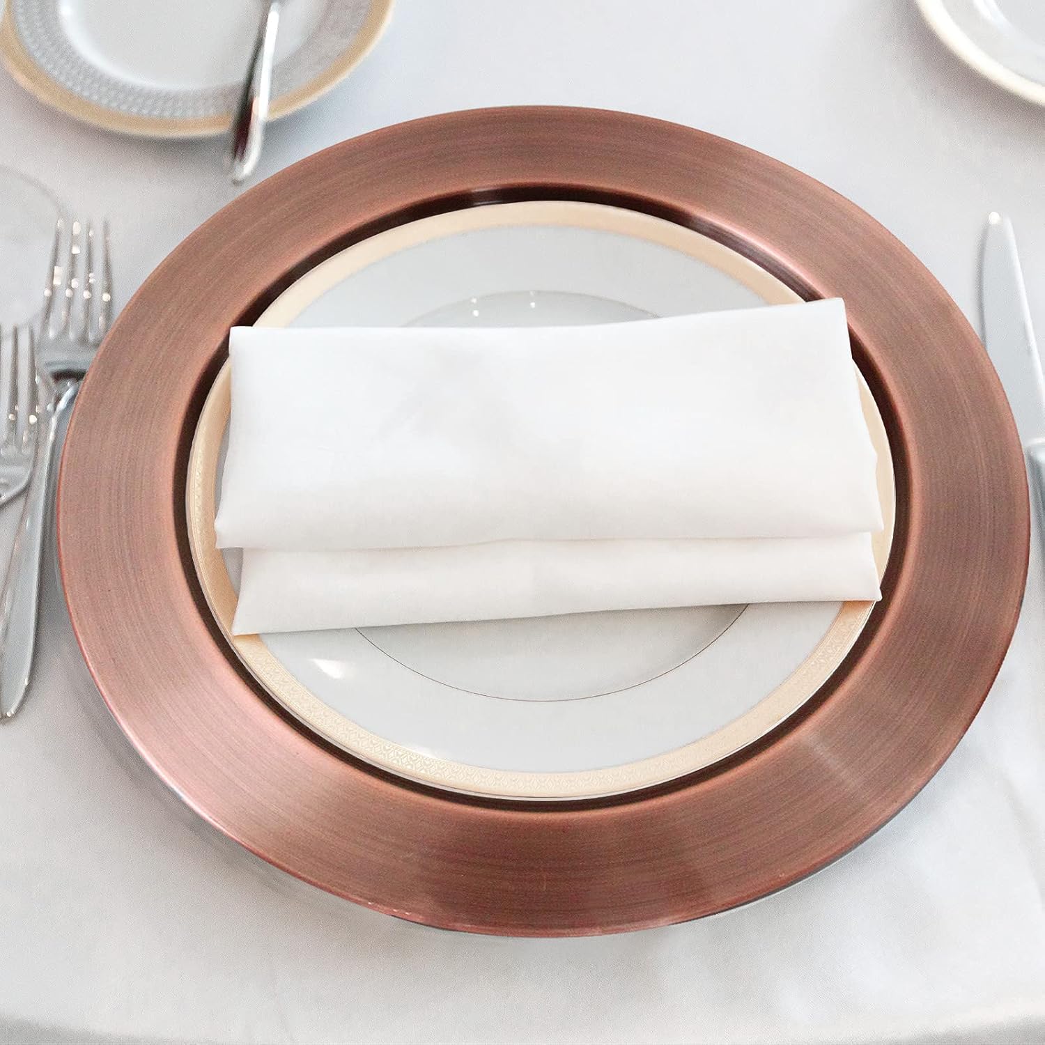  | Kazozobi 13-Inch Stainless Steel Round Chargers Plates, 6Pcs per Set, Chargers for Dinner Plates (Copper): Charger Plates