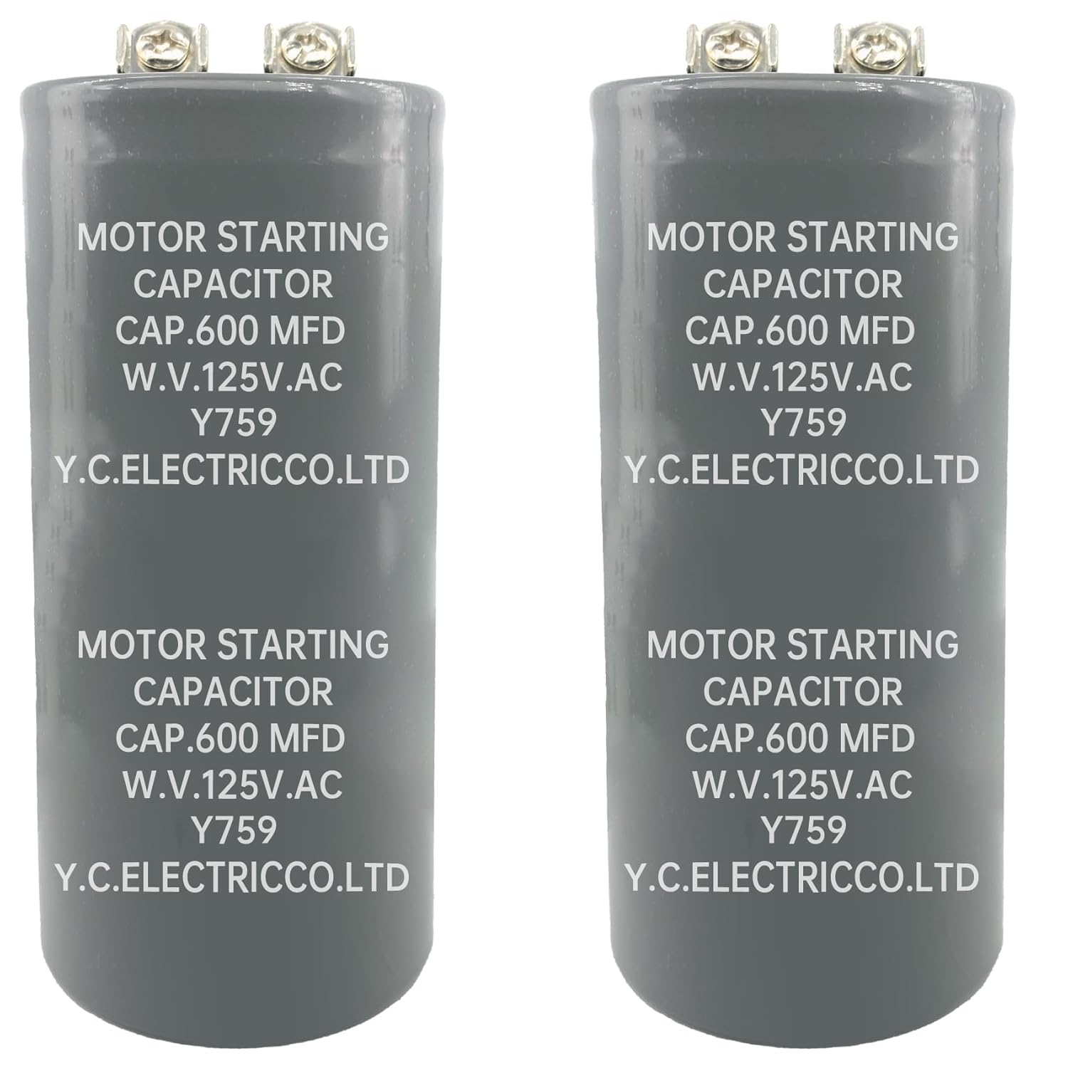CD60 Motor Starting Capacitor 600uF 600 MFD 125VAC, 50/60Hz Round Start Capacitor with Screw Terminals, Heavy Duty for Air Compressor, Table Saw, Hoist and Electric Machinery (2-Pack)