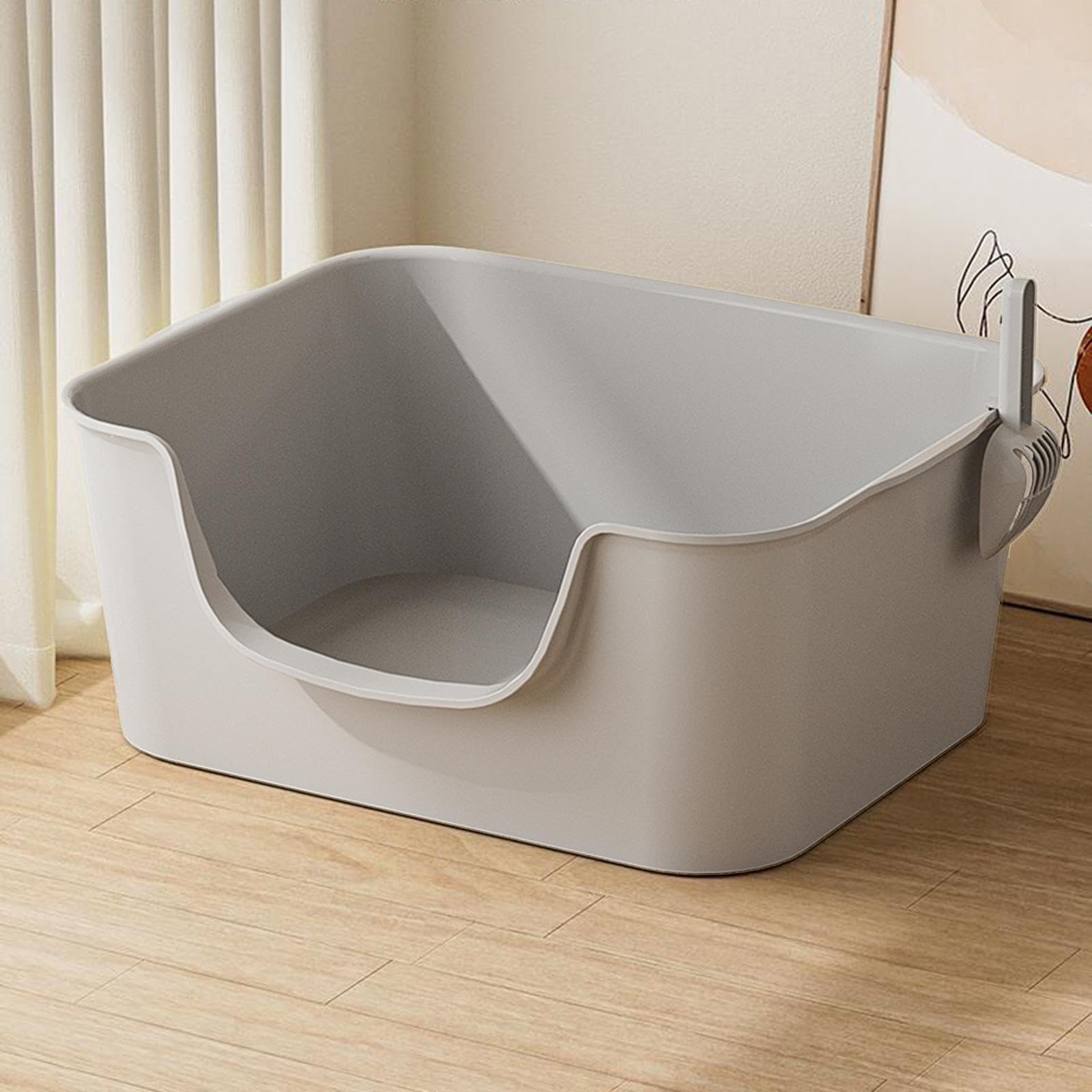 Colcolo Haustier-Katzentoilette, Katzentoilette, Haustier-Reinigungszubehör, waschbar, extra große Kätzchen-Toilette, Katzen-Toilette, Sandkasten für, grau