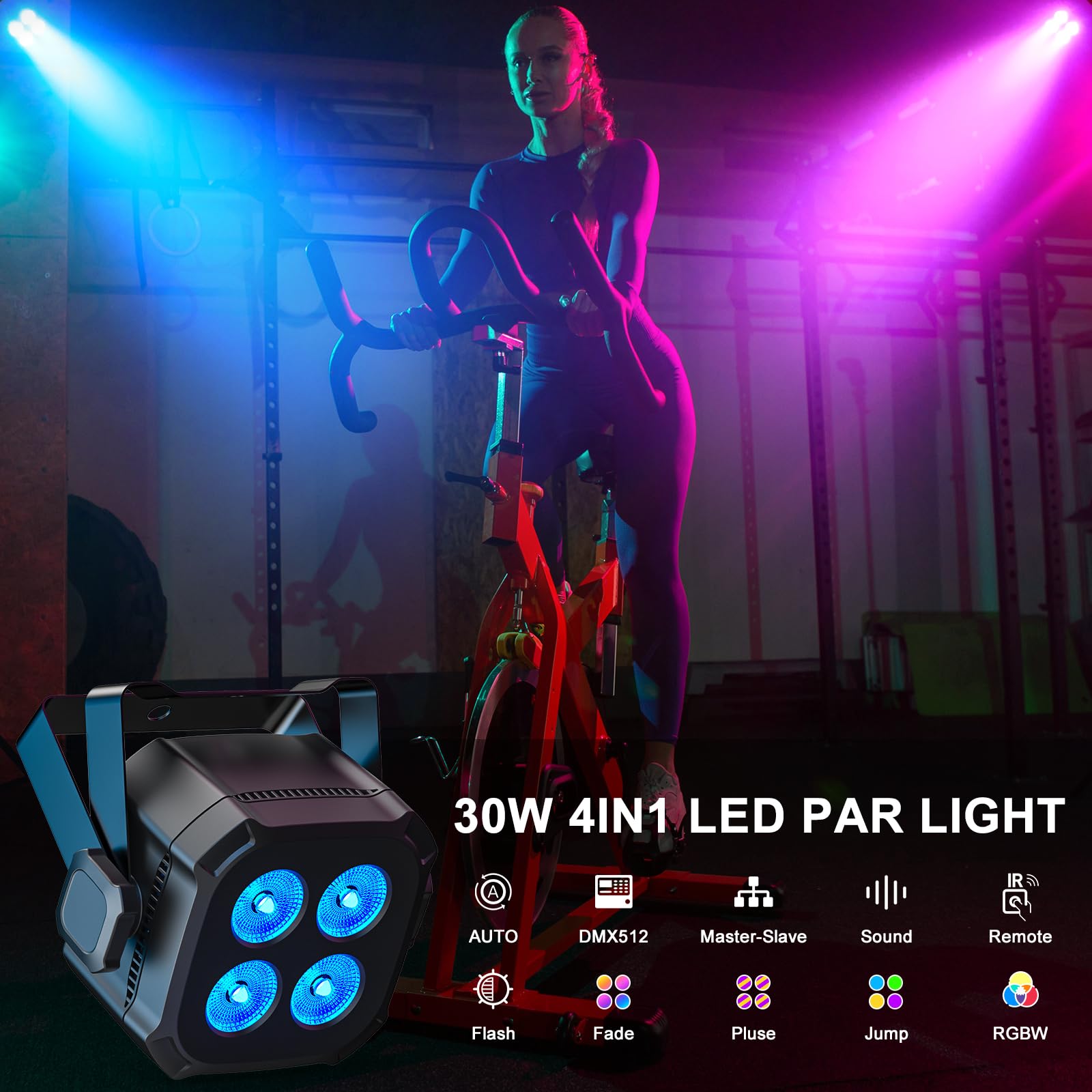4 pezzi 40W RGBW 4 in 1 LED Par Mini luci da palcoscenico con 4/8 canali DMX512, modalit sonoro/Auto luce diasoc per feste dj casa Natale Halloween
