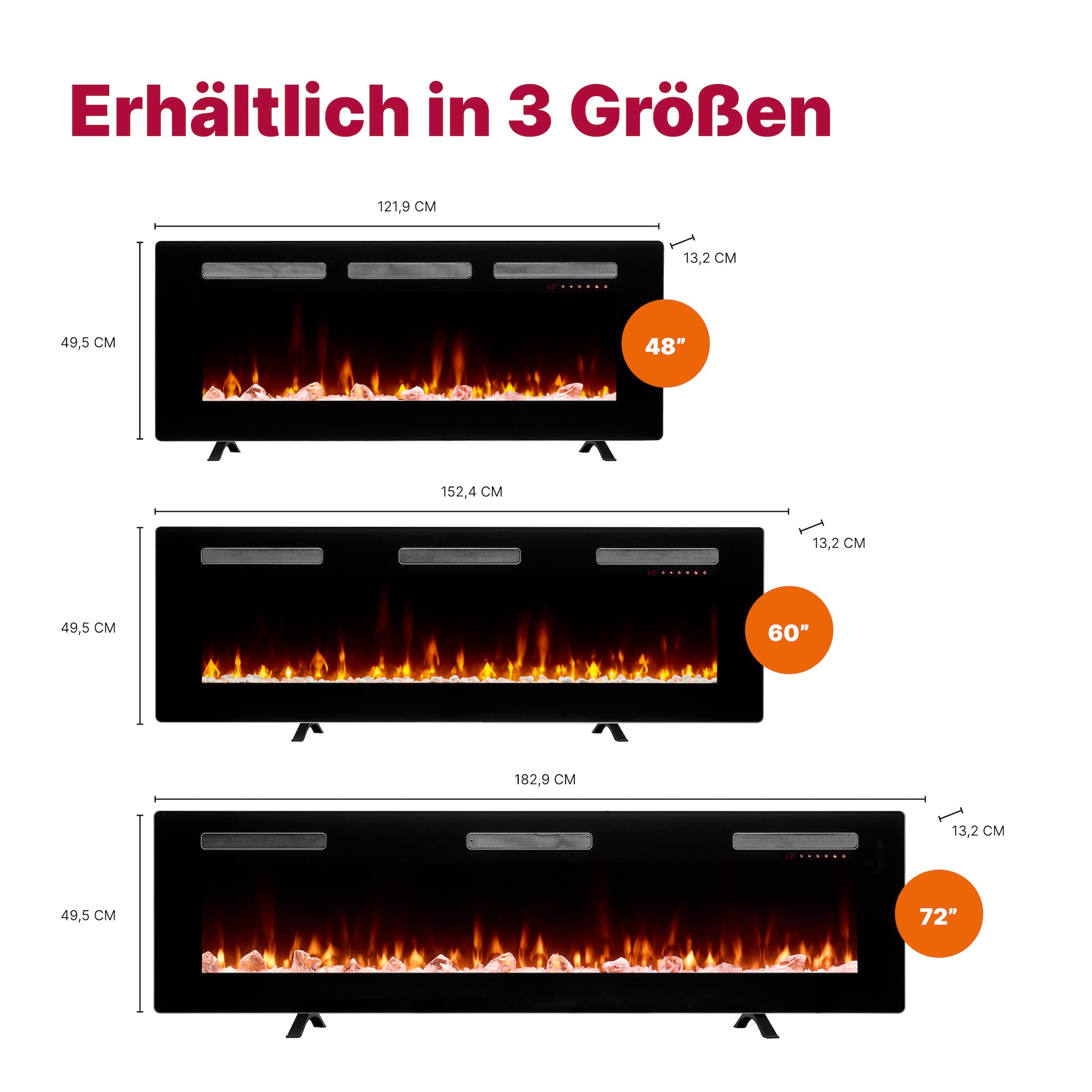Dimplex Kominek elektryczny Sierra 48" / 122 cm – kominek elektryczny z ogrzewaniem i ogniem – realistyczny efekt płomienia LED – do montażu, zawieszenia lub wolnostojący – obsługa za pomocą aplikacji