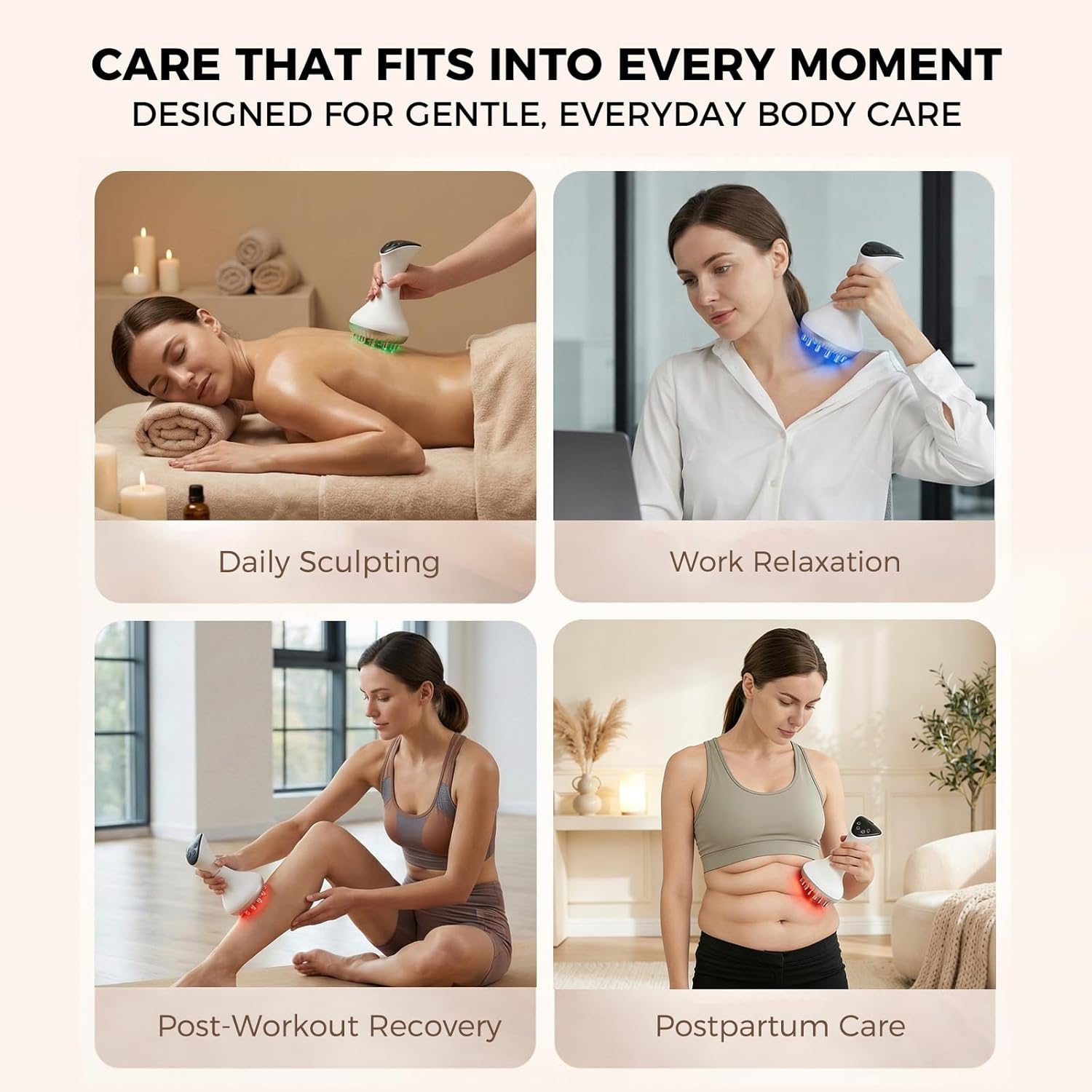 Lymphatic Drainage Massager, Cellulite Massage Tool & Body Sculpting Machine with 4-Color Light, Pulse, Heat & Vibration for Body, Arms & Legs