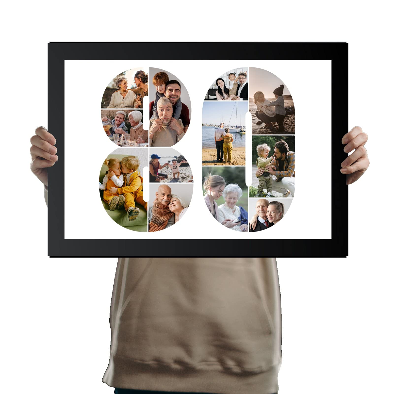 You Personalise 80th Birthday Personalised Photo Collage Framed Black A3