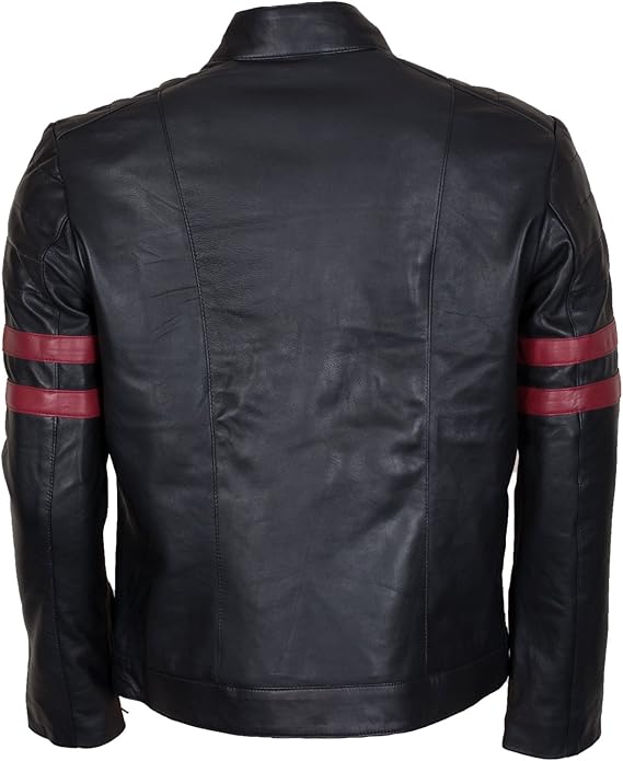 leather jacket red stripe