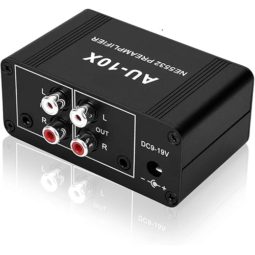 Mini Small Stereo Audio preamplifier, Headphone Amplifier, Gain 20dB Phono Turntable Phonograph preamp, Dual op amp NE5532 with RCA 3.5mm Input to RCA 3.5mm Output