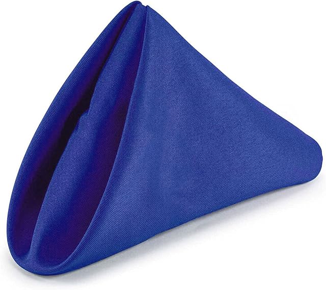 WedDecor 20 Inch Royal Blue Cotton Polyester Table Napkin for Home, Hotel, Dinning, Wedding, Banquet, Party, Events, Hemmed Edges Lightweight & Machine Washable, 10pcs