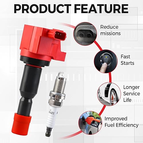 Miniatura 3 de Pindex Paquete de 4 bobinas de encendido UF581 y bujías de iridio compatibles con Honda Fit 2007 2008 1.5L L4 30520PWC501 UF581 5C1635 E1081 521872