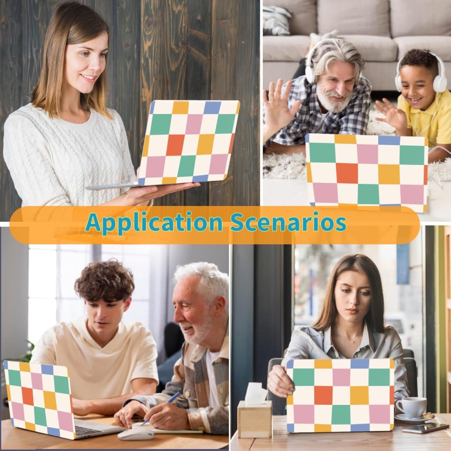 Laptop Shell for MacBook Pro 14 inch M5/M4/M3/M2/M1 Case 2025 2024 2023 2022 2021 Model A3434 A3401 A2442 A3185 A3112 A2992 A2918 A2779, Plastic Cover & Bag & Keyboard Skin, Checkered Plaid