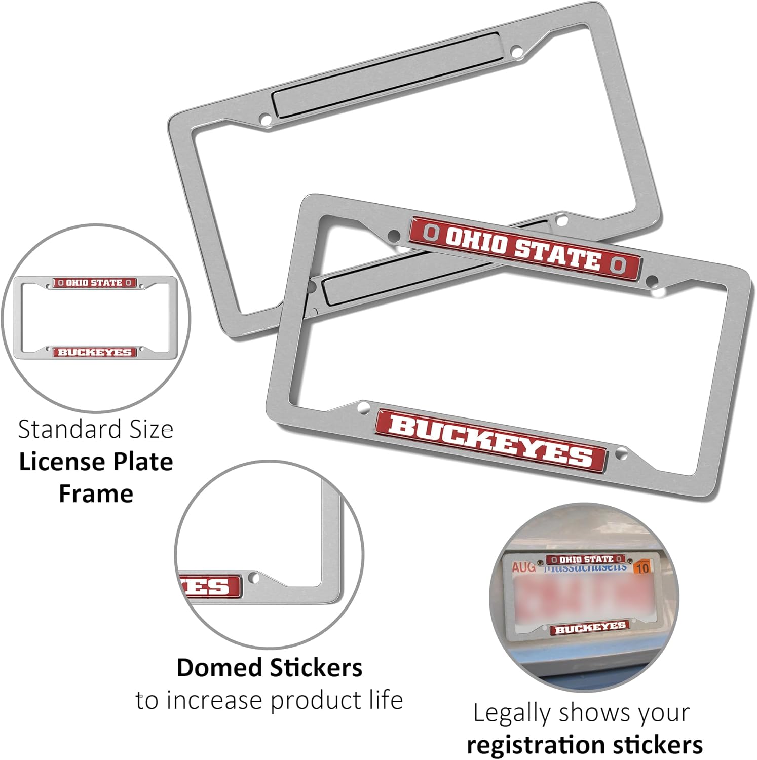 Metal License Plate Frame (Ohio State Buckeyes) - Image 2