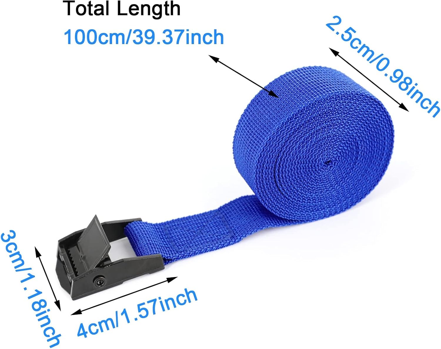 RIO Direct 4PCS Tie Down Straps, Heavy Duty Lashing Straps Adjustable Cam Buckle Tie-Down Straps for Motorcycle, Cargo, Trucks,Trailer,Luggage - 3.3' x 1" Blue