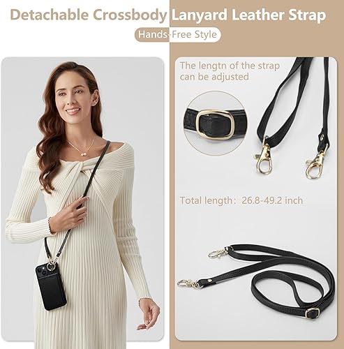 Miniatura 2 de Keallce Funda para iPhone 15 de 6.1 pulgadas, funda cruzada desmontable con soporte para tarjetas de bloqueo RFID, soporte de anillo de 360, funda