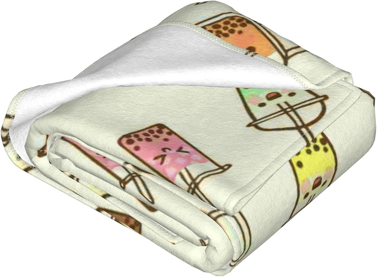 Boba Bubble Tea Blanket Kawaii Smiled Drinks with Tapioca Pearls Throw Blanket for Kids Girls, Ice Milk Tea Cozy Flannel Blanket Soft Lightweight Fluffy Sofa Plush Fleece Blanket 60"x50"