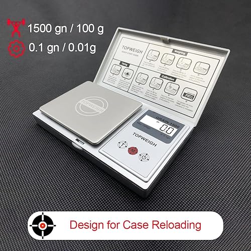 Miniatura 4 de Escala de recarga con bandeja de polvo de metal, escala de granos - Plata, 1500 granos x 0.1gn, escala de polvo digital para recarga, 100g x 0.01g,