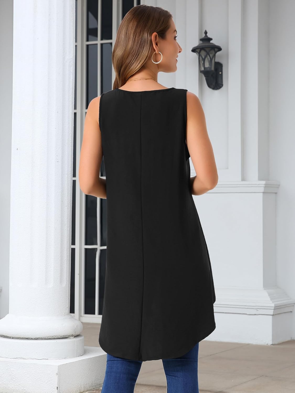 Seta T Women's High Low Tops Casual Sleeveless Blouse Crewneck Asymmetrical Loose Shirt Summer Top - Image 6