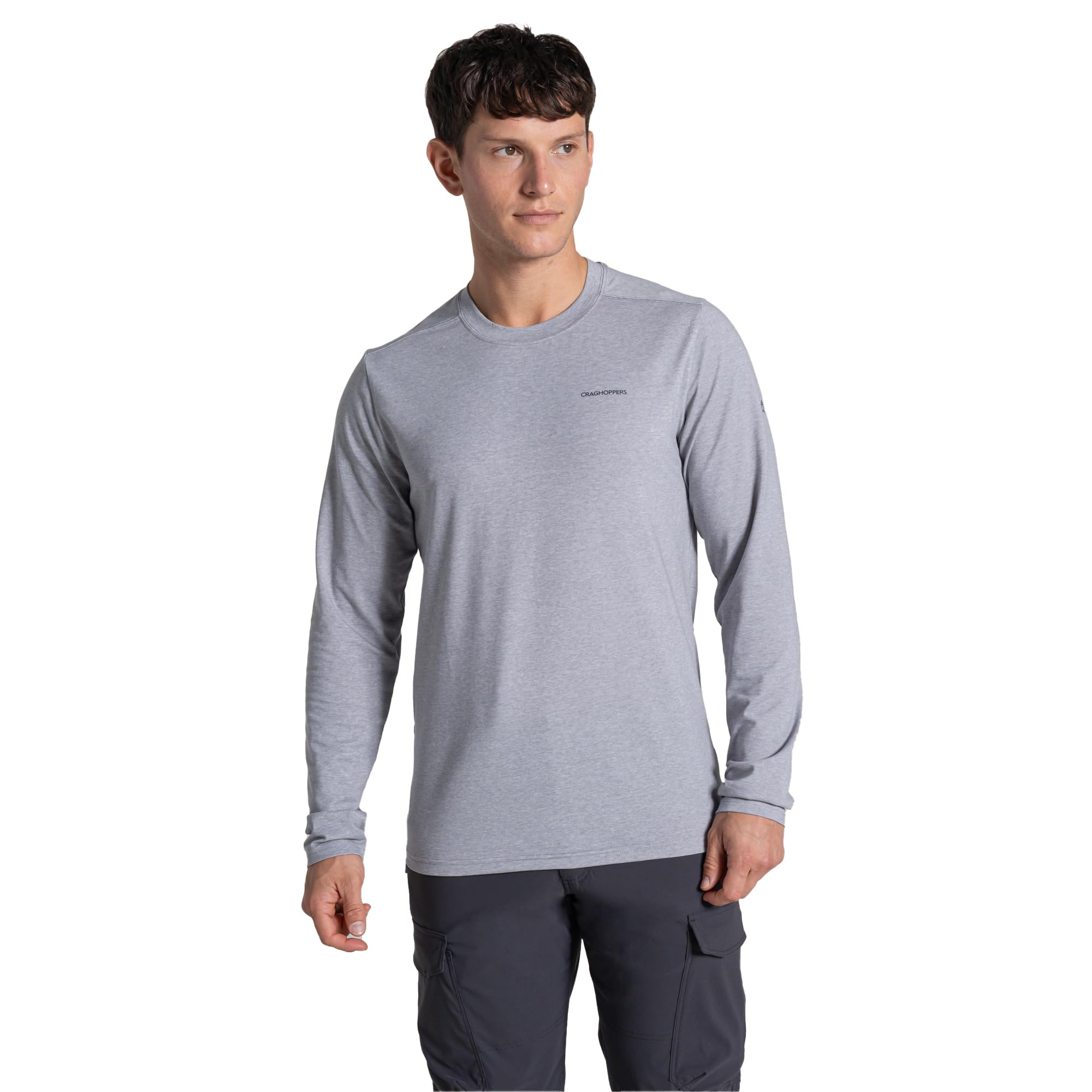 Craghoppers Mens NosiLife ABEL Long Sleeve T-Shirt - Soft Grey Marl - XL