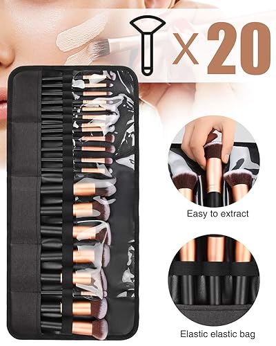 Miniatura 2 de OCHEAL Soporte para brochas de maquillaje, organizador de brochas de maquillaje, bolsa de brochas de maquillaje de viaje, bolsa de cosméticos para