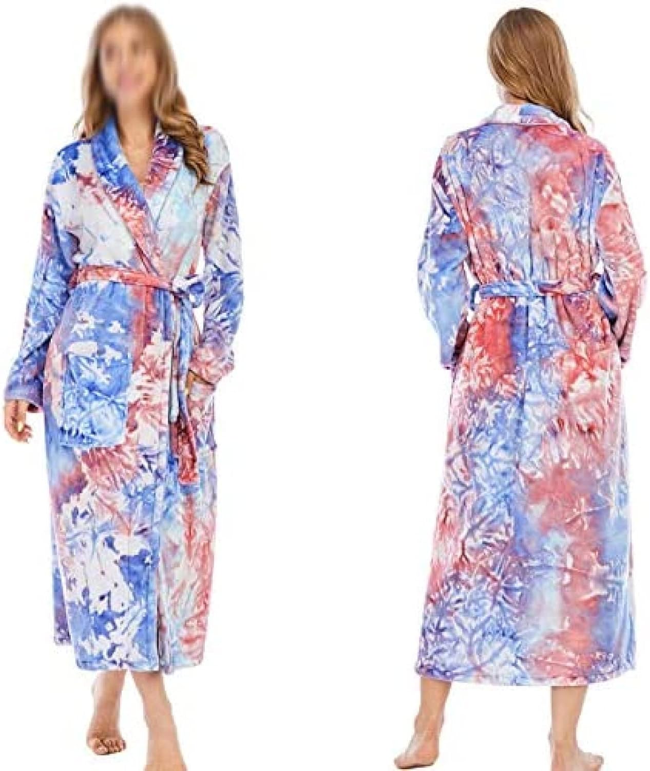 [ANTIY] 冬の豪華な着物バスローブホームレディースメンズパジャマ快適で暖かい部屋着,青,中くらい