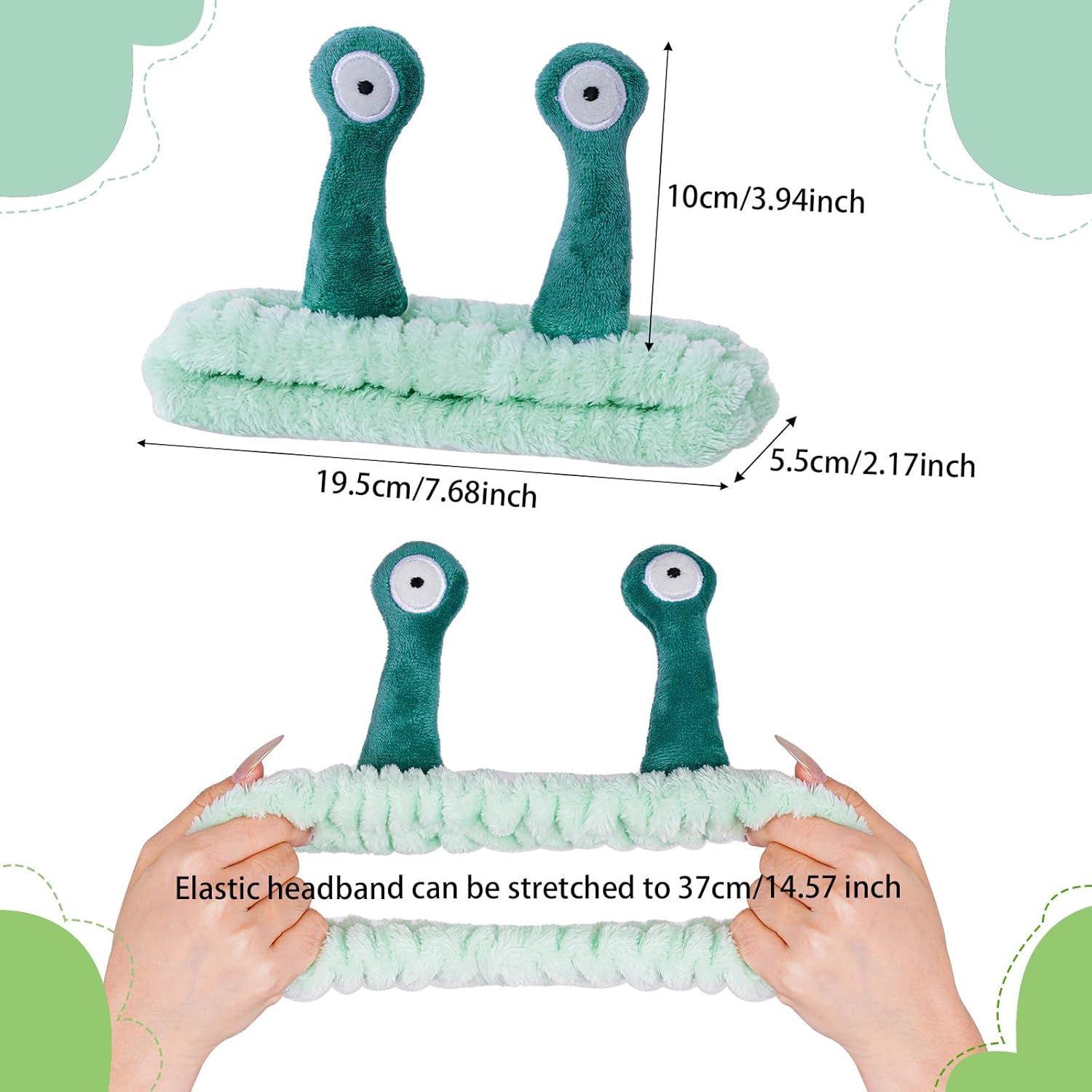 2 Pack Face Wash Headbands Spa Headband Snail and Frog Hair Bands Cartoon Cute Coral Fleece Elastic Headbands for Women Washing Face Skincare Makeup Shower Sports - Image 2