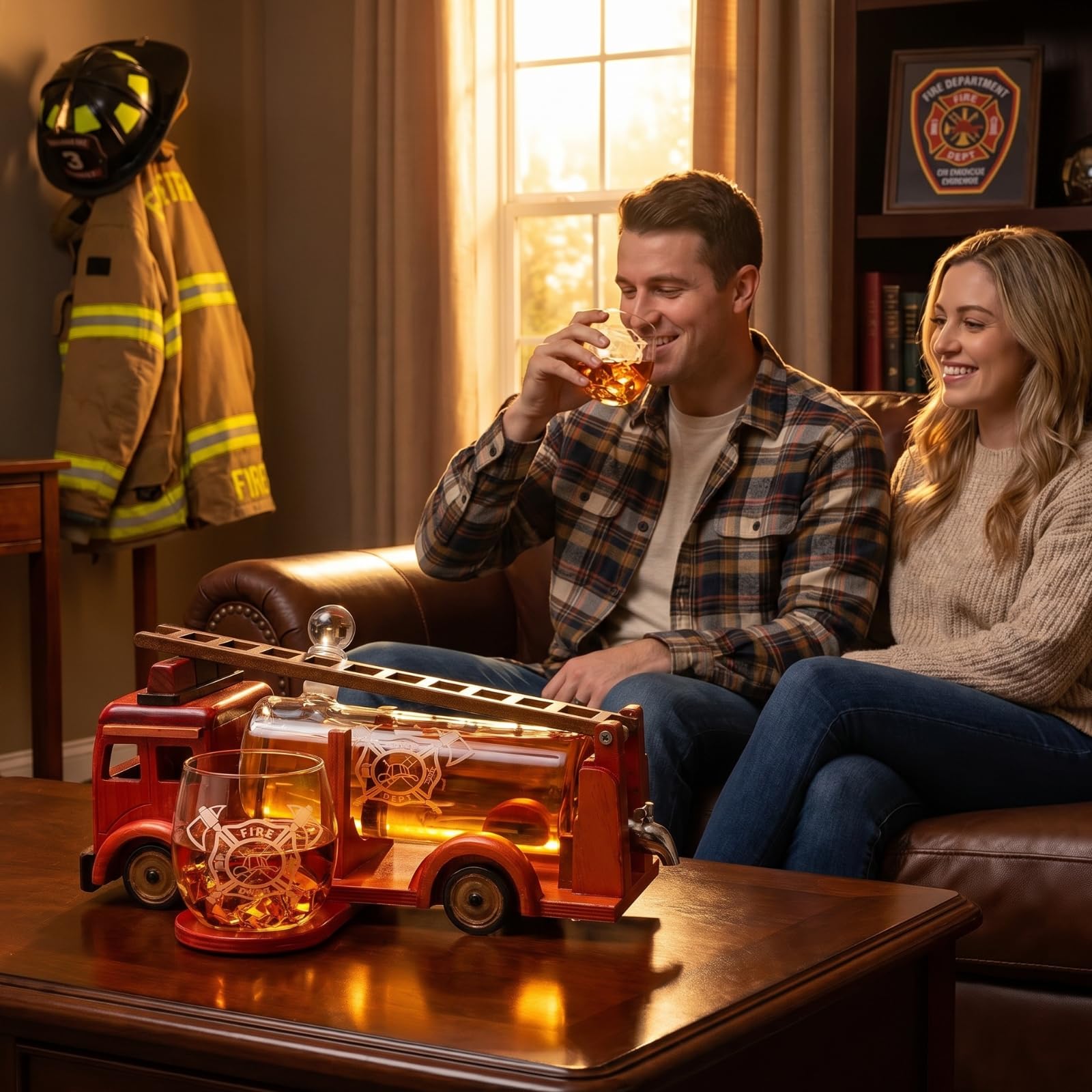 Firetruck Whiskey Decanter - Gift for Firefighters -8