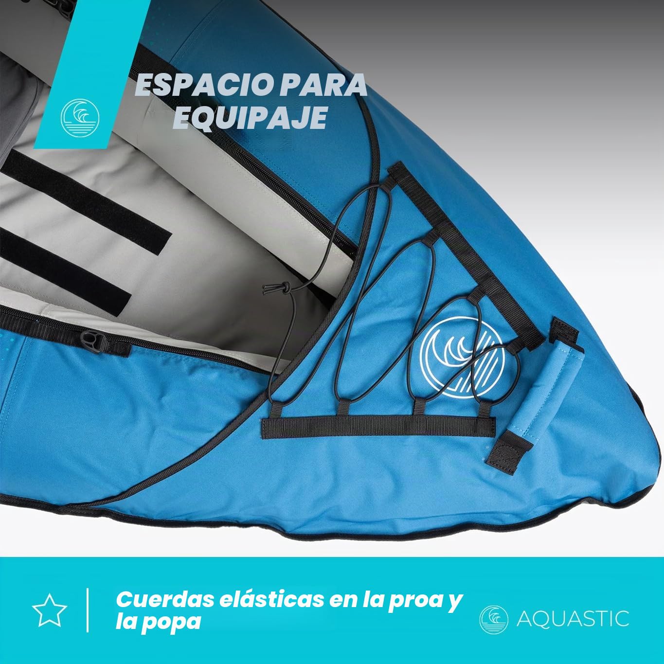 AQUASTIC Kayak DELF 11'0" Kayak Hinchable para 2 Personas con Dos Asientos Bomba Quilla Central y Funda Azul Kayak con Dimensiones 335x96 cm Ideal para Rafting y Excursiones Material PVC Resistente