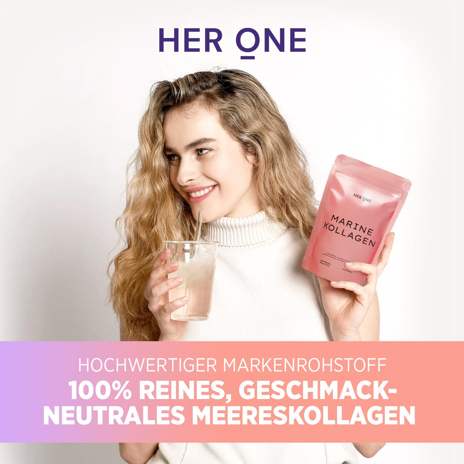 HER ONE GLOW UP Duo | 30x7 g Vitamin Komplex hochdosiert als Multivitamin Pulver für Frauen + 30x5 g Marine Kollagen Pulver aus Fisch | Collagen Peptides Typ I & III | 100% Naticol® | Beauty Drink