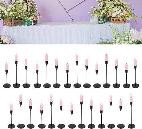Paquete de 27 portavelas negras 9 juegos de portavelas cónicos soporte largo para candelabros decoración de centro de mesa para el hogar boda