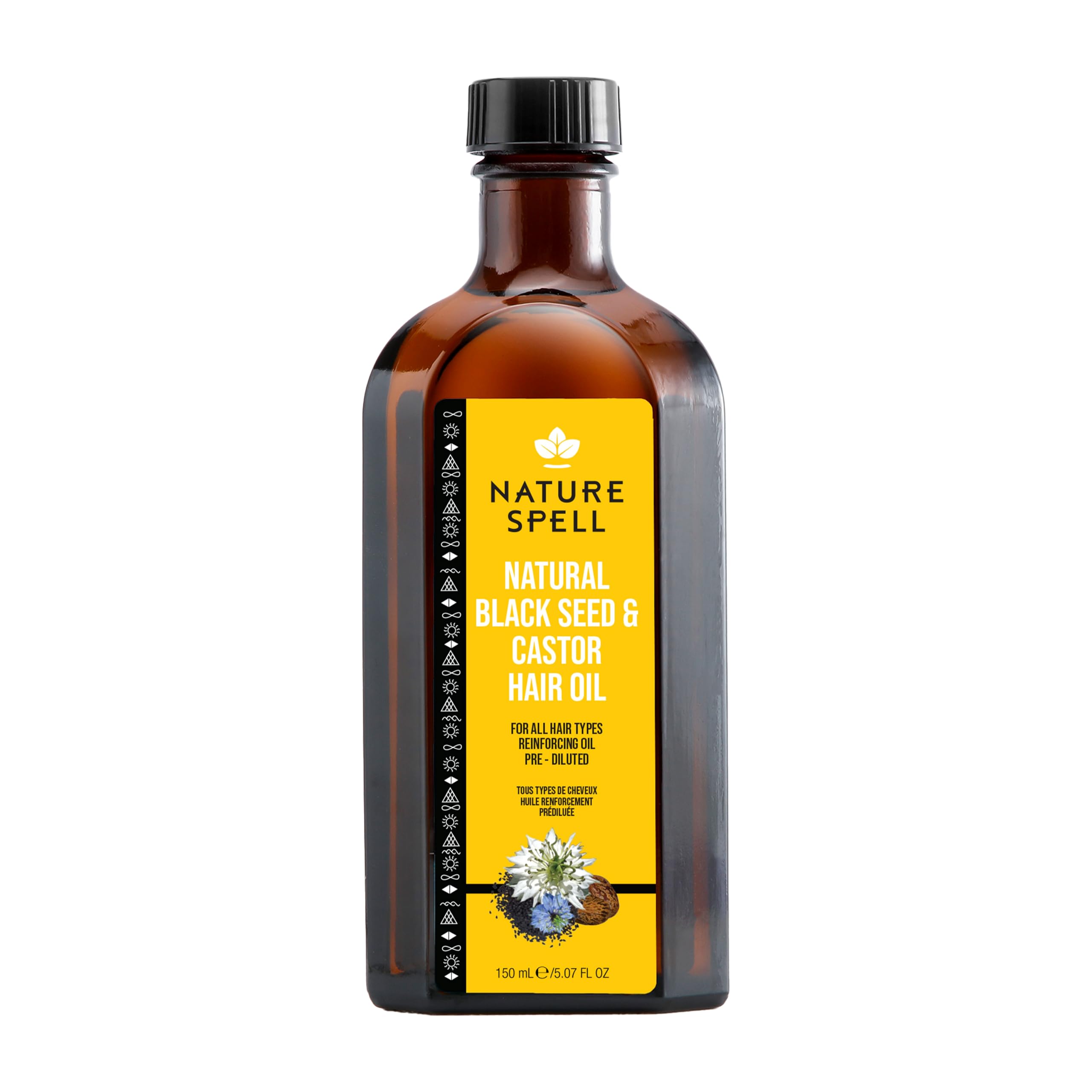 Nature SpellBlack Seed & Castor Oil Blend for Hair, Pre-Diluted Oil Reduces Breakage & Supports Stronger Strands, For All Hair Types, Vegan, 150ml