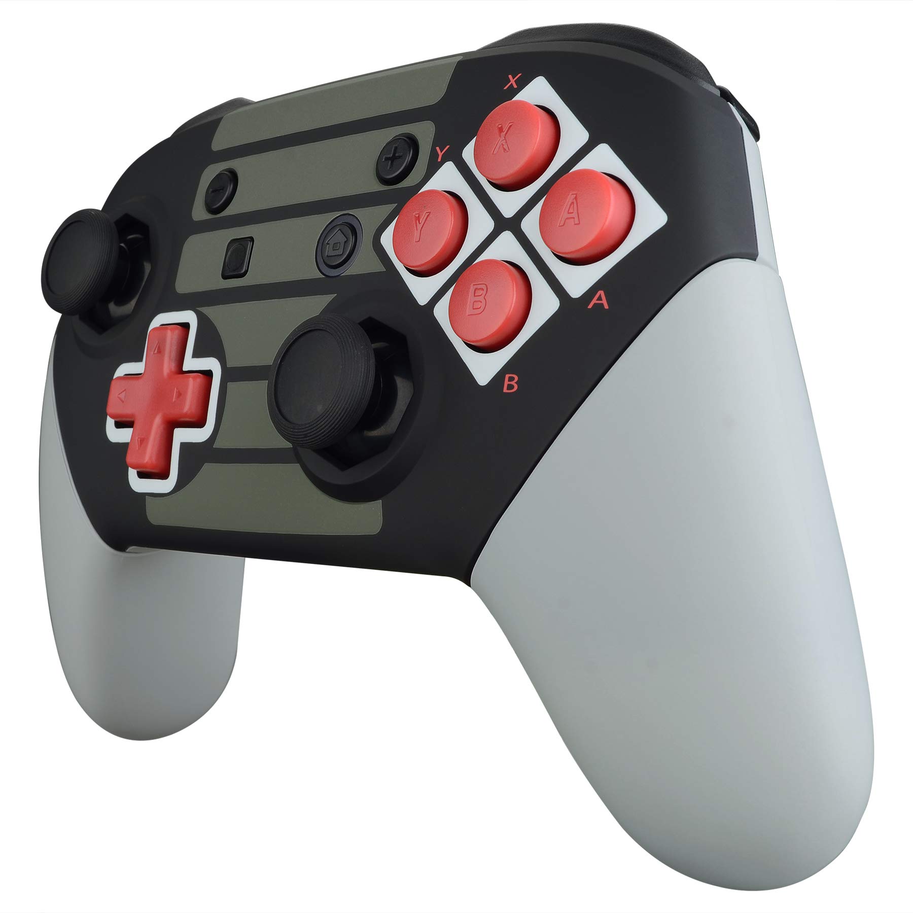 eXtremeRate Coque de Remplacement pour Nintendo Switch Pro Manette, Shell Avant avec Trou de Joystick Octagonal, Coques Arrière Motifs et Poignées Grips pour Manette Switch Pro-NES Classique