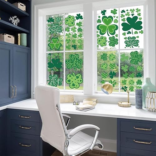 Miniatura 3 de 109 calcomanías reutilizables para ventana del día de San Patricio, calcomanías de trébol para decoraciones del día de San Patricio, calcomanías de