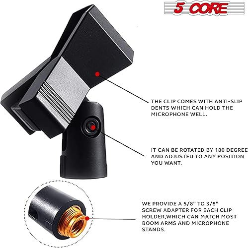 Miniatura 9 de 5 Core Clips ajustables para micrófono de tambor, 6 piezas de montaje en anillo, clip de tambor, soporte de micrófono para batería, instrumento,