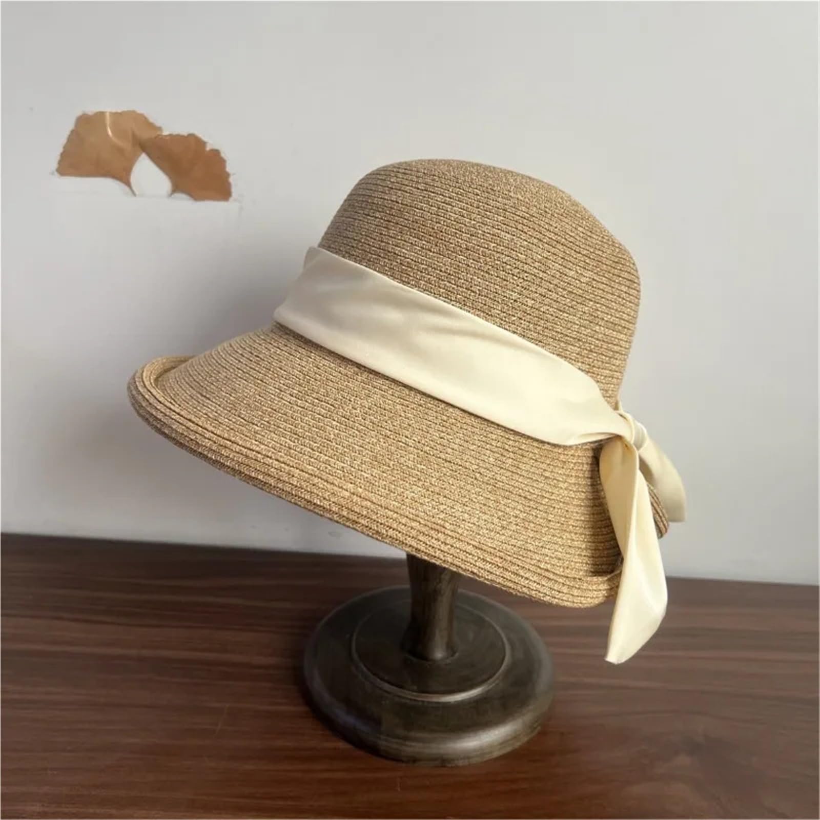 Sombrero de Paja con Abertura ala Ancha Elegante Dulce Arco Sol Playa for Mujer Verano para Viajes y Vacaciones