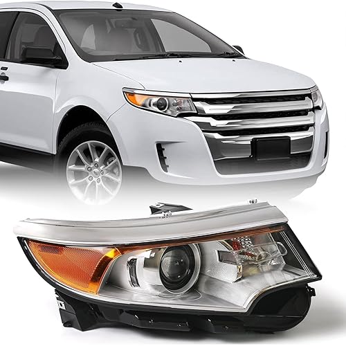 FIONE for Ford Edge Headlight Assembly 2011 2012 2013 2014 Halogen Replacement Projector Headlamp SE SEL Limited Right Passenger Side RH BT4Z13008A